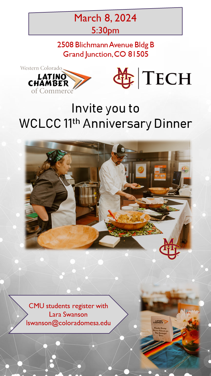Join us on Friday, March 8th, for our 11th anniversary celebration. We will enjoy great food, adult beverages, guest speakers, and networking opportunities at Chez Lena Restaurant, located at 2508 Blichmann Avenue in Grand Junction.
